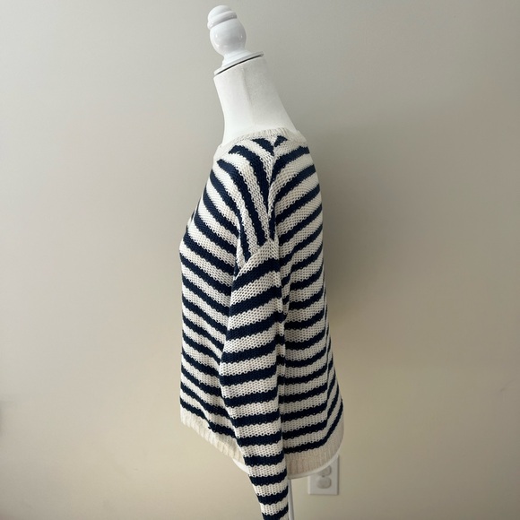 Cyrus Navy and Cream Striped Sweater- Large - Picture 2 of 6